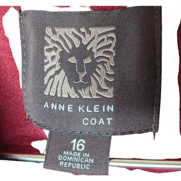 Anne Klein Red Wool Cashmere Blend Coat Women’s Size 16 Lined Winter - Picture 16 of 16